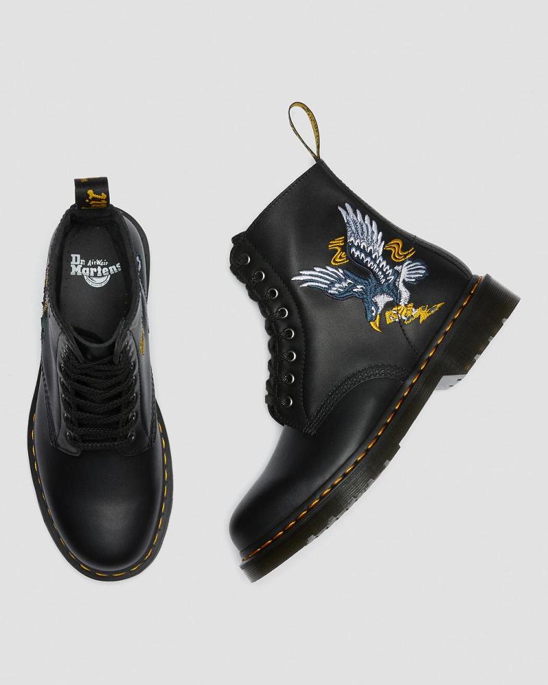 Botines Dr Martens 1460 Souvenir Embroidered Cuero Hombre Negros | MX 384LIS